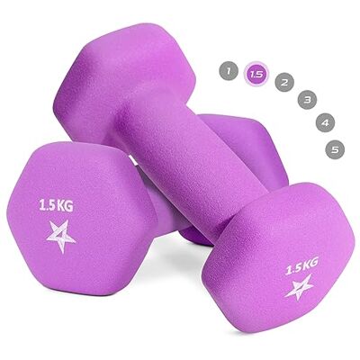 Yes4All N3JA hex neopren hantlar set vikter för styrketräning yoga pilat – hantlar set om 2, dumbbells set för kvinnor män, 1,5 kg hantlar set om 2, lila Yes4All N3JA hex neopren hantlar set vikter för styrketräning yoga pilat – hantlar set om 2, dumbbells set för kvinnor män, 1,5 kg hantlar set om 2, lila