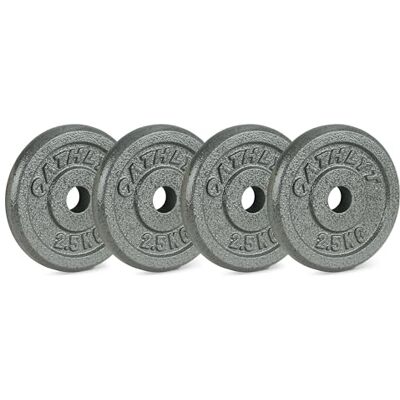 Athlyt 2,5 cm gjutjärn viktplattor, 4 x 2,5 kg, svart Athlyt 2,5 cm gjutjärn viktplattor, 4 x 2,5 kg, svart