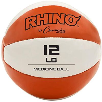 Champion Sports Champion sport läder medicinboll (orange/vit, 12-12 lbs) Champion Sports Champion sport läder medicinboll (orange/vit, 12-12 lbs)