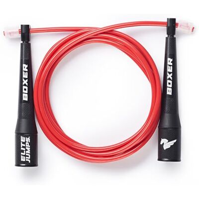EliteSRS Boxer Jump Rope 3.0-5mm PVC hopprep med rörliga polymerhandtag och ergonomisk halkskydd, röd EliteSRS Boxer Jump Rope 3.0-5mm PVC hopprep med rörliga polymerhandtag och ergonomisk halkskydd, röd