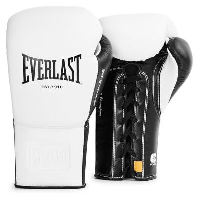 Everlast Powerlock Pro OG snörning (kick) boxningshandske, vit/svart 14 oz Everlast Powerlock Pro OG snörning (kick) boxningshandske, vit/svart 14 oz