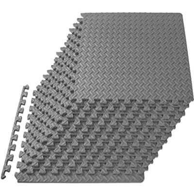 ProsourceFit Pusselträningsmatta, ½ tum, EVA sammankopplade skumgolvplattor för hemmagym, matta för hemträningsutrustning, golvstoppning för barn, grå, 61 cm x 61 cm x ½ tum, 48 kvadratmeter – 12 ProsourceFit Pusselträningsmatta, ½ tum, EVA sammankopplade skumgolvplattor för hemmagym, matta för hemträningsutrustning, golvstoppning för barn, grå, 61 cm x 61 cm x ½ tum, 48 kvadratmeter – 12