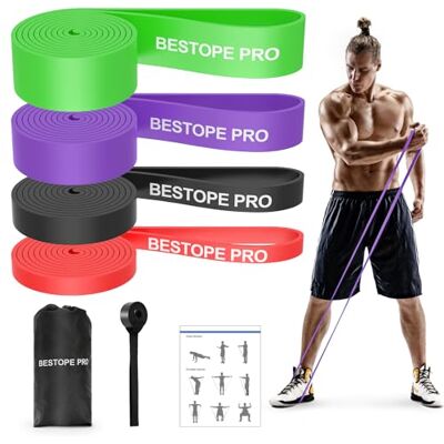 BESTOPE PRO Motståndsband set med draghjälpsband – 4 tjocka och tunga olika motstånd, träningsband med dörrankare, stretchträning, fitnessband för unisex, perfekt för hem, yoga, lyftning BESTOPE PRO Motståndsband set med draghjälpsband – 4 tjocka och tunga olika motstånd, träningsband med dörrankare, stretchträning, fitnessband för unisex, perfekt för hem, yoga, lyftning