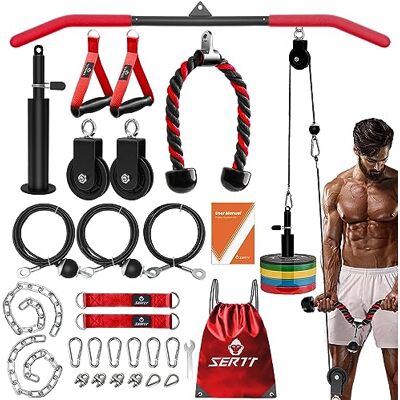 SERTT Kabelremskivsystem, gym, triceps, träning, remskivsystem för lat-pulldown, bicepscurl, triceps, axlar, rygg, underarmsträning, hemmagym vikt remskivsystem för knäböjningsställ, garage, röd SERTT Kabelremskivsystem, gym, triceps, träning, remskivsystem för lat-pulldown, bicepscurl, triceps, axlar, rygg, underarmsträning, hemmagym vikt remskivsystem för knäböjningsställ, garage, röd