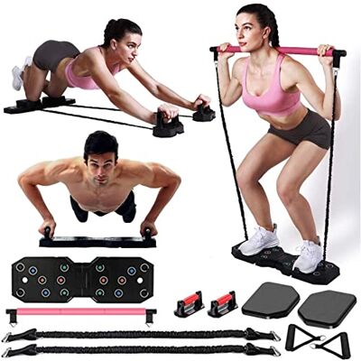 Acropaq Home Gym '14-i-1 set' med styrketräning, pilatesstång, magrulle perfekt för bodybuilding Acropaq Home Gym '14-i-1 set' med styrketräning, pilatesstång, magrulle perfekt för bodybuilding