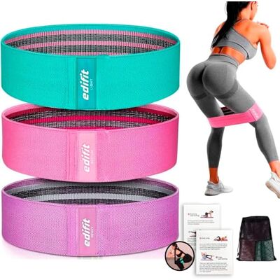 EDIFIT , motståndsband, elastisk, tejp med 3 motståndsnivåer, träning, halkfria gummiband, 3-pack, för gym, yoga, crossfit, pilates eller hemträning (lila, rosa och grön) EDIFIT , motståndsband, elastisk, tejp med 3 motståndsnivåer, träning, halkfria gummiband, 3-pack, för gym, yoga, crossfit, pilates eller hemträning (lila, rosa och grön)