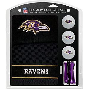 Team Golf NFL Baltimore Ravens Presentset med broderad golfhandduk, 3 golfbollar och 14 golfpeggar på 7 cm, enligt regelverket, handduk vikt tre gånger på 41 x 56 cm i 100% bomull Team Golf NFL Baltimore Ravens Presentset med broderad golfhandduk, 3 golfbollar och 14 golfpeggar på 7 cm, enligt regelverket, handduk vikt tre gånger på 41 x 56 cm i 100% bomull