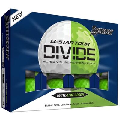 Srixon Q-Star Tour Divide, uretan, tvåfärgade golfbollar, mjuk slagkänsla, optimerat avstånd, FastLayer Core med kompression 74, golfare, 12-pack Srixon Q-Star Tour Divide, uretan, tvåfärgade golfbollar, mjuk slagkänsla, optimerat avstånd, FastLayer Core med kompression 74, golfare, 12-pack