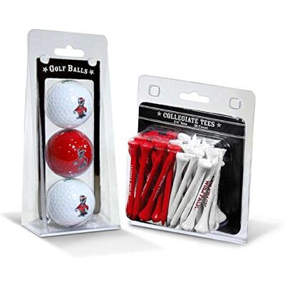Team Golf NCAA NC State Wolfpack Logo Imprinted Golf Balls (3 count) & 2–3/4 tum Regulation Golf Tees (50 count), flerfärgade Team Golf NCAA NC State Wolfpack Logo Imprinted Golf Balls (3 count) & 2–3/4 tum Regulation Golf Tees (50 count), flerfärgade