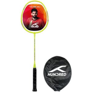 HUNDRED Powertek 200 PRO grafitsträngad badmintonracket med fullt racketskydd För mellanspelare Vikt: 95 gram Maximal strängspänning 8,2-9 kg, neongrön HUNDRED Powertek 200 PRO grafitsträngad badmintonracket med fullt racketskydd För mellanspelare Vikt: 95 gram Maximal strängspänning 8,2-9 kg, neongrön