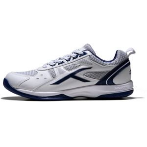 HUNDRED Raze Non-Marking Professional Badminton Shoes for Men Material: Faux Leather Suitable for Indoor Tennis, Squash, Table Tennis, Basketball & Padel (White/Navy, Size: EU 35, UK 1, US 2) HUNDRED Raze Non-Marking Professional Badminton Shoes for Men Material: Faux Leather Suitable for Indoor Tennis, Squash, Table Tennis, Basketball & Padel (White/Navy, Size: EU 35, UK 1, US 2)