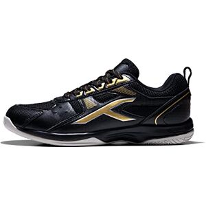 HUNDRED Raze Non-Marking Professional Badminton Shoes for Men Material: Faux Leather Suitable for Indoor Tennis, Squash, Table Tennis, Basketball & Padel (Black/Gold, Size: EU 44, UK 10, US 11) HUNDRED Raze Non-Marking Professional Badminton Shoes for Men Material: Faux Leather Suitable for Indoor Tennis, Squash, Table Tennis, Basketball & Padel (Black/Gold, Size: EU 44, UK 10, US 11)