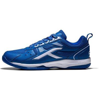HUNDRED Raze Non-Marking Professional Badminton Shoes for Men Material: Faux Leather Suitable for Indoor Tennis, Squash, Table Tennis, Basketball & Padel (Blue/White, Size: EU 37, UK 3, US 4) HUNDRED Raze Non-Marking Professional Badminton Shoes for Men Material: Faux Leather Suitable for Indoor Tennis, Squash, Table Tennis, Basketball & Padel (Blue/White, Size: EU 37, UK 3, US 4)