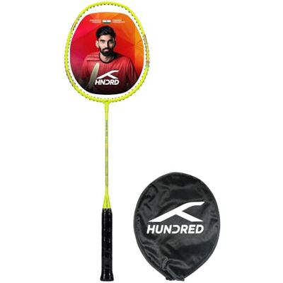 HUNDRED Powertek 200 PRO grafitsträngad badmintonracket med fullt racketskydd För mellanspelare Vikt: 95 gram Maximal strängspänning 8,2-9 kg, neongrön HUNDRED Powertek 200 PRO grafitsträngad badmintonracket med fullt racketskydd För mellanspelare Vikt: 95 gram Maximal strängspänning 8,2-9 kg, neongrön
