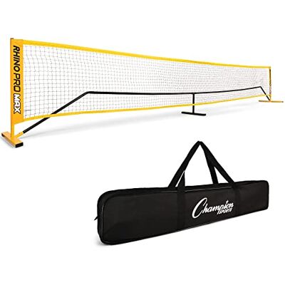 Champion Sports bärbart volleybollnät: justerbart 18 fot racket sport, tennis, badminton och spelnät – gul Champion Sports bärbart volleybollnät: justerbart 18 fot racket sport, tennis, badminton och spelnät – gul