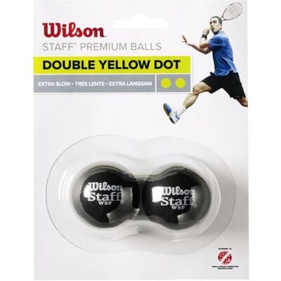 Wilson Squash-Ball, Staff, 2 stycken, gul II, svart, WRT617600 Wilson Squash-Ball, Staff, 2 stycken, gul II, svart, WRT617600
