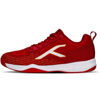 HUNDRED Blade Lite Non Marking Badminton Shoes (Red/Orange/White, 8 UK/ 9 US/ 42 EU) Unisex Material: Knitted upper & Rubber sole Perfect for Squash, Table Tennis, Volleyball, Basketball HUNDRED Blade Lite Non Marking Badminton Shoes (Red/Orange/White, 8 UK/ 9 US/ 42 EU) Unisex Material: Knitted upper & Rubber sole Perfect for Squash, Table Tennis, Volleyball, Basketball