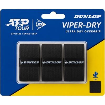 Dunlop Atp Viper Dr 3Pcs Overgrip, Black, One Size Dunlop Atp Viper Dr 3Pcs Overgrip, Black, One Size