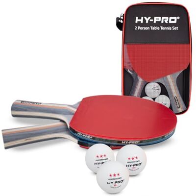 Hy-Pro Bordtennisset – set för 2 personer, 2 fladdermöss, 3 bollar, förvaringsväska, 3-stjärnig bordtennisbollar, pingisbollar, 3-stjärniga bordtennisbollar, högpresterande fladdermöss och bollar Hy-Pro Bordtennisset – set för 2 personer, 2 fladdermöss, 3 bollar, förvaringsväska, 3-stjärnig bordtennisbollar, pingisbollar, 3-stjärniga bordtennisbollar, högpresterande fladdermöss och bollar