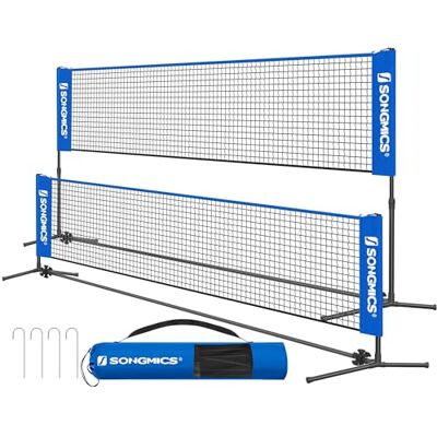 SONGMICS Badminton nät, höjd justerbar volleybollnet, pickleball nät för junior tennis, barn, inomhus utomhus court, fällbart nylonnät med stolpar 10 fot/13 fot bred SONGMICS Badminton nät, höjd justerbar volleybollnet, pickleball nät för junior tennis, barn, inomhus utomhus court, fällbart nylonnät med stolpar 10 fot/13 fot bred