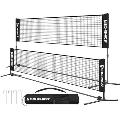 SONGMICS 4,0 m badmintonnät, höjdjusterbart volleybollnät, pickleballnät med stolpar, vikbart nylonnät för tennis inomhus, utomhusbana, svart USYQ400H SONGMICS 4,0 m badmintonnät, höjdjusterbart volleybollnät, pickleballnät med stolpar, vikbart nylonnät för tennis inomhus, utomhusbana, svart USYQ400H