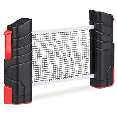 Relaxdays utdragbart bordtennisnät, upp till 176 cm nätbredd, med klämhållare, för bord upp till 5 cm tjockt, svart/röd Relaxdays utdragbart bordtennisnät, upp till 176 cm nätbredd, med klämhållare, för bord upp till 5 cm tjockt, svart/röd