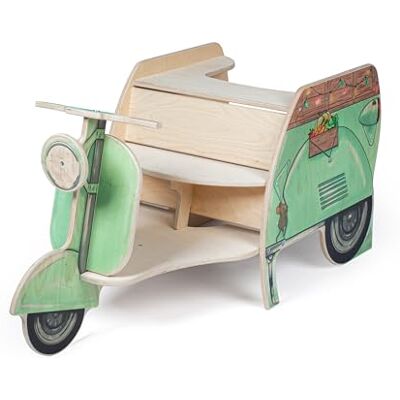 Erzi 10072 Streetfood Scooter i trä – 2-i-1 spelkiosk med retro skoter Kreativ leksak för barn 50 cm bänkhöjd Tillverkad i Tyskland Erzi 10072 Streetfood Scooter i trä – 2-i-1 spelkiosk med retro skoter Kreativ leksak för barn 50 cm bänkhöjd Tillverkad i Tyskland