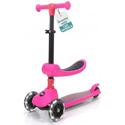 SereneLife 3 Wheel Foldable Kids Scooter Foldable Seat, LED Wheel Lights, Adjustable Handlebar, Rear Foot Brake, Lean-to-Steer, Anti-Slip Deck, Ideal for Toddlers Kids 3+, up to 110Lbs (Pink) SereneLife 3 Wheel Foldable Kids Scooter Foldable Seat, LED Wheel Lights, Adjustable Handlebar, Rear Foot Brake, Lean-to-Steer, Anti-Slip Deck, Ideal for Toddlers Kids 3+, up to 110Lbs (Pink)