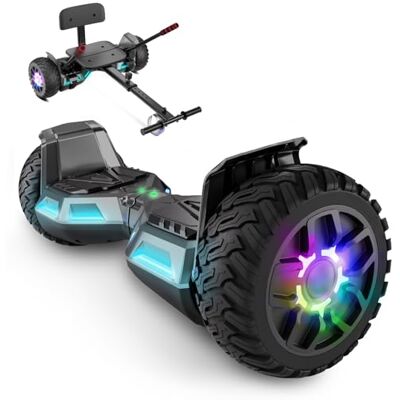 SISIGAD Scooter med sittplats, 8,5 tum Hoverboard Go Kart Combo med färgglada LED-lampor och Bluetooth, för pojkar, flickor, vuxna i alla åldrar SISIGAD Scooter med sittplats, 8,5 tum Hoverboard Go Kart Combo med färgglada LED-lampor och Bluetooth, för pojkar, flickor, vuxna i alla åldrar