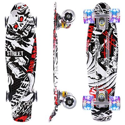 COOCHEER – Skateboard, 55 cm, mini cruiser skateboard med 60 mm polyuretanhjul, komplett med ABEC-7-lager, retrostil COOCHEER – Skateboard, 55 cm, mini cruiser skateboard med 60 mm polyuretanhjul, komplett med ABEC-7-lager, retrostil