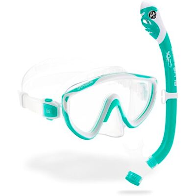 CRESSI Tinetto & Iguana Dry Aqua Green/White Kids Snorkeling Kit (Mask & Snorkel) for Children from 6 to 10 Years Old, Green/White CRESSI Tinetto & Iguana Dry Aqua Green/White Kids Snorkeling Kit (Mask & Snorkel) for Children from 6 to 10 Years Old, Green/White