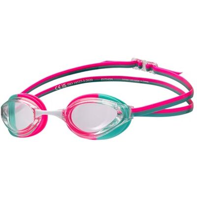 ARENA Python Racing Simglasögon för män och kvinnor, unisex, anti-dimma, icke-speglad lins, maximal komfort, för tävlingssimmare, varvsimning (Clear/Shocking Pink/Water) ARENA Python Racing Simglasögon för män och kvinnor, unisex, anti-dimma, icke-speglad lins, maximal komfort, för tävlingssimmare, varvsimning (Clear/Shocking Pink/Water)