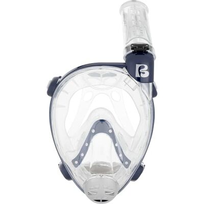 CRESSI since 1946 Prince Full Face Anti Fog Snorkeling Comfortable Mask 180° Vision Ultra Clear Lens CO2 Safe 100% Silicone Side Snorkel Adjustable Straps_Clear/Blue Navy_S/M_Adults CRESSI since 1946 Prince Full Face Anti Fog Snorkeling Comfortable Mask 180° Vision Ultra Clear Lens CO2 Safe 100% Silicone Side Snorkel Adjustable Straps_Clear/Blue Navy_S/M_Adults