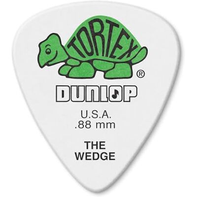 Dunlop 424R.88 Tortex® kil, vit/grön, .88 mm, 72/påse Dunlop 424R.88 Tortex® kil, vit/grön, .88 mm, 72/påse