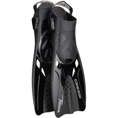 CRESSI Tonga fenor svart/svart S/M – vuxen lätt kort justerbar öppen slip fenor, perfekt för snorkling, simning, svart/svart, S/M CRESSI Tonga fenor svart/svart S/M – vuxen lätt kort justerbar öppen slip fenor, perfekt för snorkling, simning, svart/svart, S/M