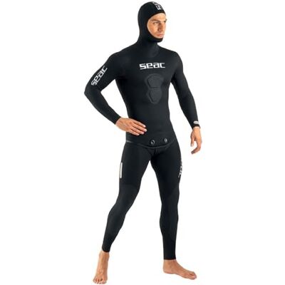SEAC Svart haj, tvådelad 7 mm öppen cell neopren våtdräkt för spearfishing och dykaktiviteter, XL SEAC Svart haj, tvådelad 7 mm öppen cell neopren våtdräkt för spearfishing och dykaktiviteter, XL