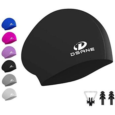 Dsane Dam silikon badmössa långt hår, 3D ergonomisk design badmössa kvinnor barn män vuxna pojkar flickor, badmössa med öronpropp och näsklämma Dsane Dam silikon badmössa långt hår, 3D ergonomisk design badmössa kvinnor barn män vuxna pojkar flickor, badmössa med öronpropp och näsklämma