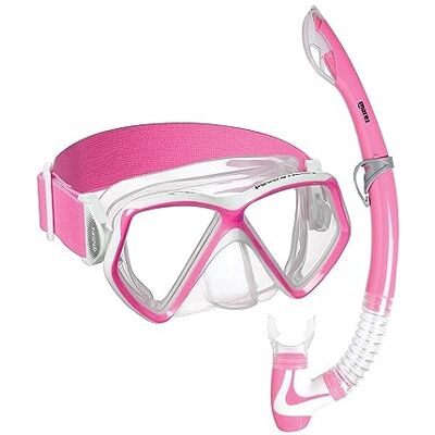 Mares Aquazone Combo Pirate Neon, kombination bestående av mask och snorkel barn – 8–14 år, rosa bärande Mares Aquazone Combo Pirate Neon, kombination bestående av mask och snorkel barn – 8–14 år, rosa bärande