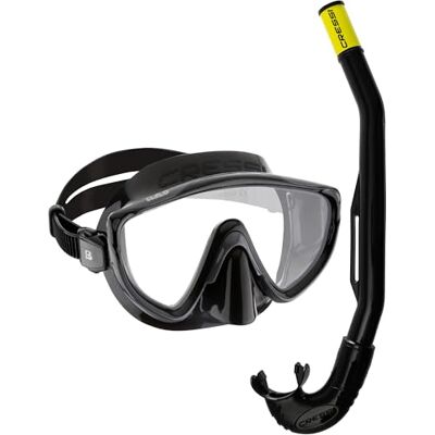 Cressi Tino & Island 2.0 Black/Black Combo Set Snorkel Mask Tino and Snorkel Island 2.0, Black/Black, One Size, Adult Cressi Tino & Island 2.0 Black/Black Combo Set Snorkel Mask Tino and Snorkel Island 2.0, Black/Black, One Size, Adult