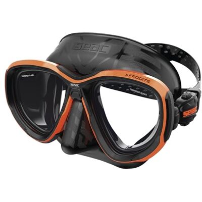 SEAC Afrodite, dykmask med låg volym, med 3 mm härdade linser, bekväm silikonkant, justerbara 3D-spännen, kompatibel med optiska korrigeringslinser (-1,0 till -6,0) SEAC Afrodite, dykmask med låg volym, med 3 mm härdade linser, bekväm silikonkant, justerbara 3D-spännen, kompatibel med optiska korrigeringslinser (-1,0 till -6,0)