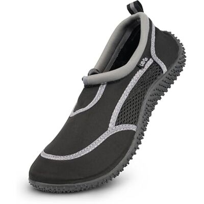 Urban Beach Aqua surf våtdräktsskor för vuxna för män och kvinnor, strand simning vattenstrumpor med justerbart fästelement, Svart, 41.5 EU Urban Beach Aqua surf våtdräktsskor för vuxna för män och kvinnor, strand simning vattenstrumpor med justerbart fästelement, Svart, 41.5 EU
