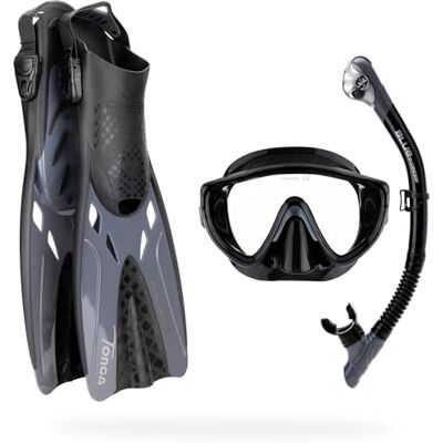 Cressi Tino Adventure Set Black/Graphite S/M Set Tonga Fins, Tino Mask and Scilla Snorkel, for Snorkelling and Diving, Black/Graphite, S/M, Adult Cressi Tino Adventure Set Black/Graphite S/M Set Tonga Fins, Tino Mask and Scilla Snorkel, for Snorkelling and Diving, Black/Graphite, S/M, Adult
