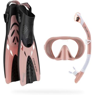 Cressi Musa Explorer Set Rose Gold S/M Mask, Fins, Snorkel Set for Adults, Rose Gold, S/M Cressi Musa Explorer Set Rose Gold S/M Mask, Fins, Snorkel Set for Adults, Rose Gold, S/M