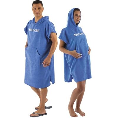SEAC Poncho Mikrofiberponcho för surfning, vattensport i mikrofiber för vuxna Superabsorberande och snabbtorkande badhandduk, perfekt för surfing, hav, pool och vattensporter SEAC Poncho Mikrofiberponcho för surfning, vattensport i mikrofiber för vuxna Superabsorberande och snabbtorkande badhandduk, perfekt för surfing, hav, pool och vattensporter