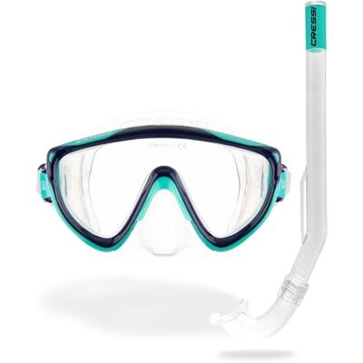 CRESSI Tinetto & Mini Island Clear/Blue Kids Snorkeling Kit (Mask & Snorkel) for Children from 6 to 10 Years Old, Clear/Blue CRESSI Tinetto & Mini Island Clear/Blue Kids Snorkeling Kit (Mask & Snorkel) for Children from 6 to 10 Years Old, Clear/Blue