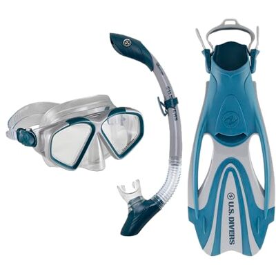 U.S. Divers US.Dykarset Cozumel Vuxen mask, fenor och snorkel kit med UV-skydd, anti-dimma och anti-läckage, vandring, snorkling, män och kvinnor, silikonmask, justerbara fenor, bärväska ingår U.S. Divers US.Dykarset Cozumel Vuxen mask, fenor och snorkel kit med UV-skydd, anti-dimma och anti-läckage, vandring, snorkling, män och kvinnor, silikonmask, justerbara fenor, bärväska ingår