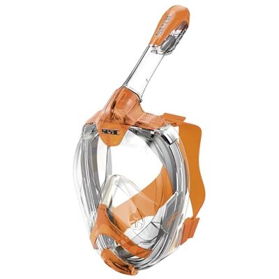 SEAC AMICA, helmask för snorkling för vuxna och barn i åldern från 6 år — en snorkelmask för hela ansiktet av ftalatfri och allergivänlig polymer, orange, S/M SEAC AMICA, helmask för snorkling för vuxna och barn i åldern från 6 år — en snorkelmask för hela ansiktet av ftalatfri och allergivänlig polymer, orange, S/M