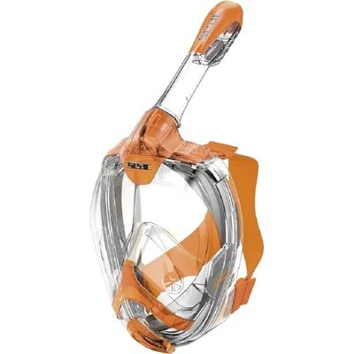 SEAC AMICA, helmask för snorkling för vuxna och barn i åldern från 6 år — en snorkelmask för hela ansiktet av ftalatfri och allergivänlig polymer, orange, L/XL SEAC AMICA, helmask för snorkling för vuxna och barn i åldern från 6 år — en snorkelmask för hela ansiktet av ftalatfri och allergivänlig polymer, orange, L/XL