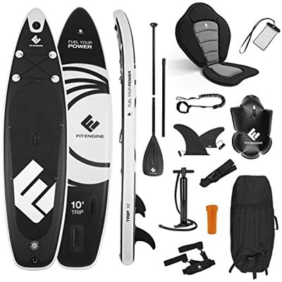 FitEngine Trip SUP Board Set 10' Uppblåsbar Allrounder Stand Up Paddle Board inkl. kajakstol med action cam mount, badboj och mycket mer. FitEngine Trip SUP Board Set 10' Uppblåsbar Allrounder Stand Up Paddle Board inkl. kajakstol med action cam mount, badboj och mycket mer.