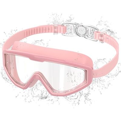 Ambienden Simglasögon för barn med anti-åldrande, UV-skydd, bred syn, knappjustering, silikontätning, unisex poolglasögon för 3–12 år, rosa Ambienden Simglasögon för barn med anti-åldrande, UV-skydd, bred syn, knappjustering, silikontätning, unisex poolglasögon för 3–12 år, rosa